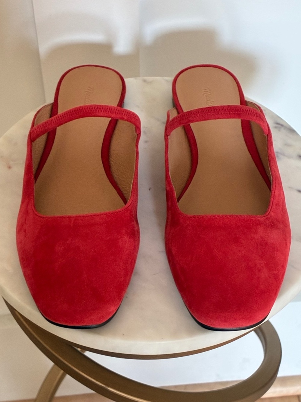 Madewell Greta mules in red suede